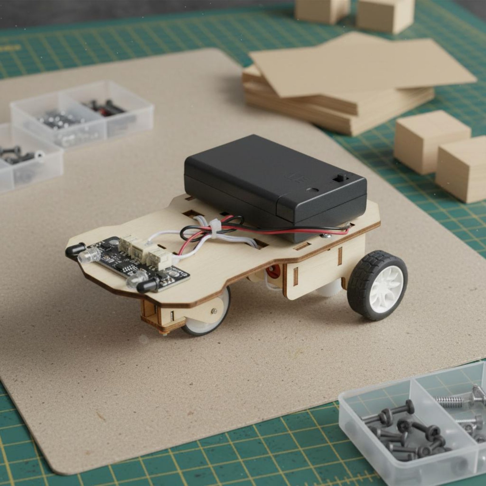 Science Robotics - 木製知能車両キット 科学技術教育 DIY追従型車両キット ロボット工学 創造的思考を促す